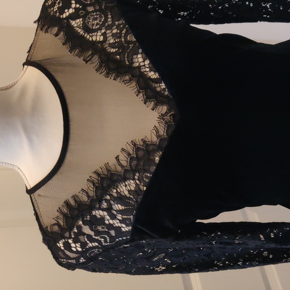 New!C' faitPourVousParis black velvet lace dress bell shape long sleeves Goth Bo - Picture 2 of 14